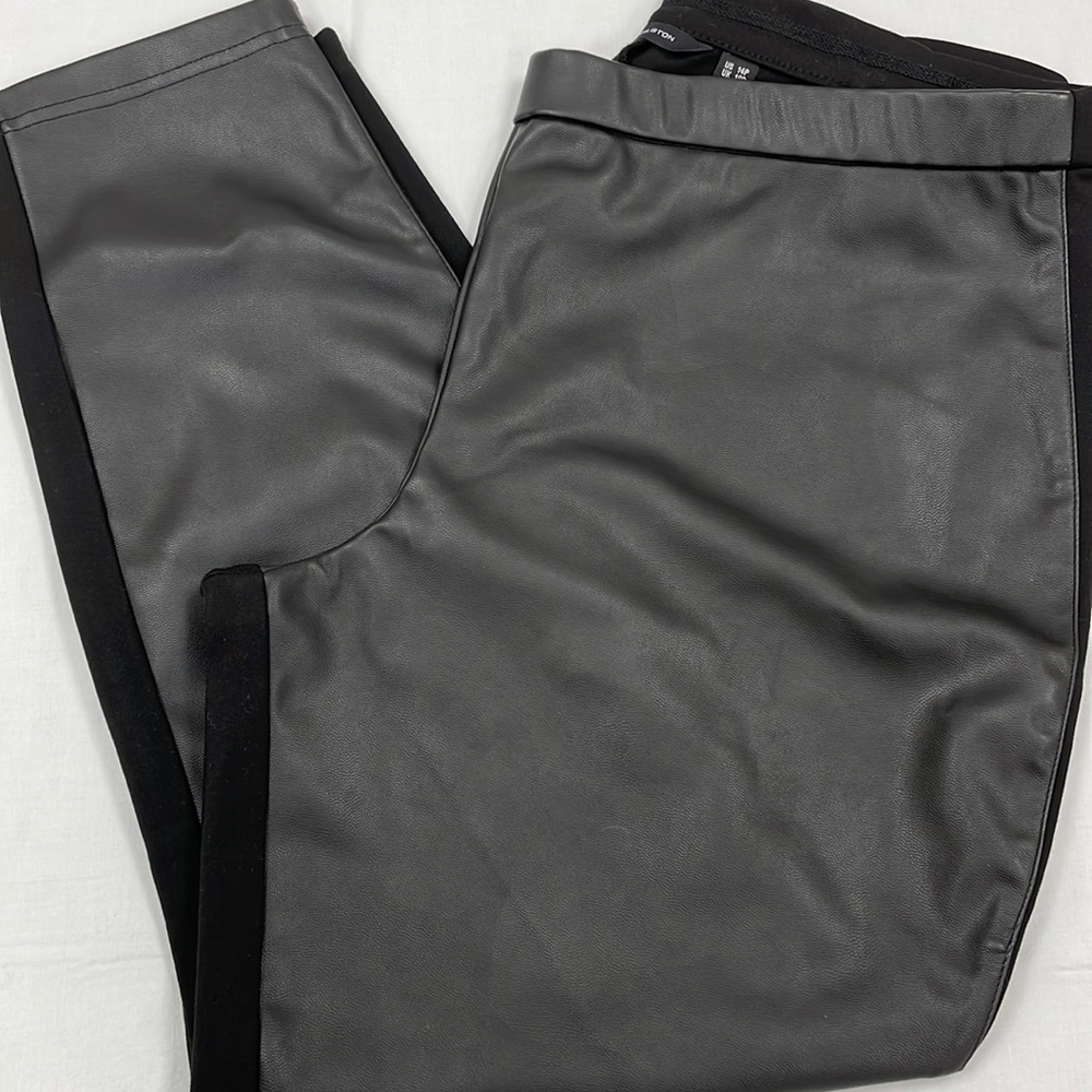 H by Halston coated black stretch pants